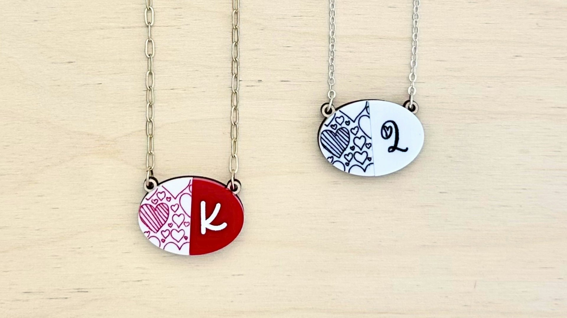 Personalized Horizontal Scored Heart Pendant