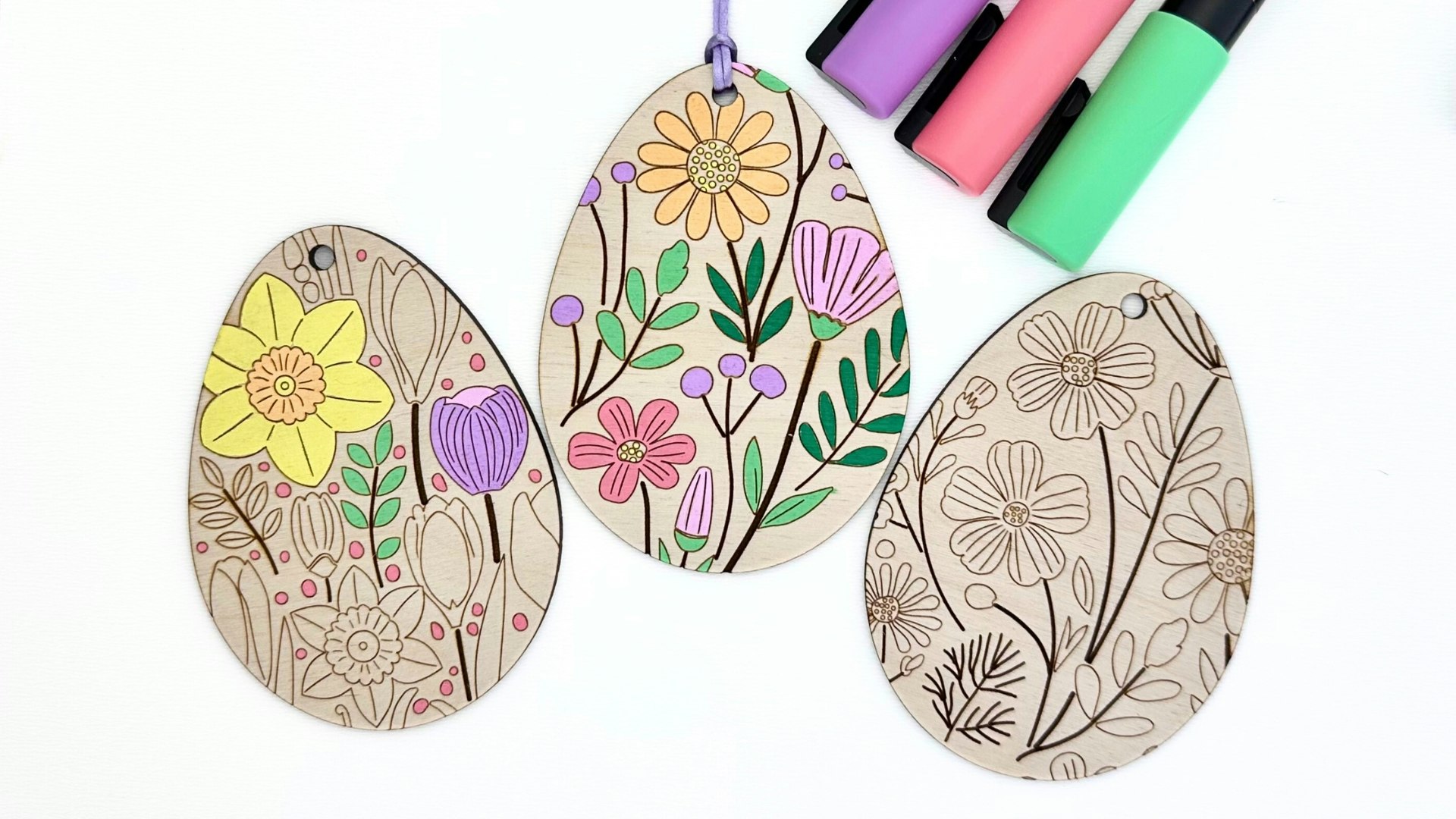 DIY Scored Foral Egg Tag Ornaments