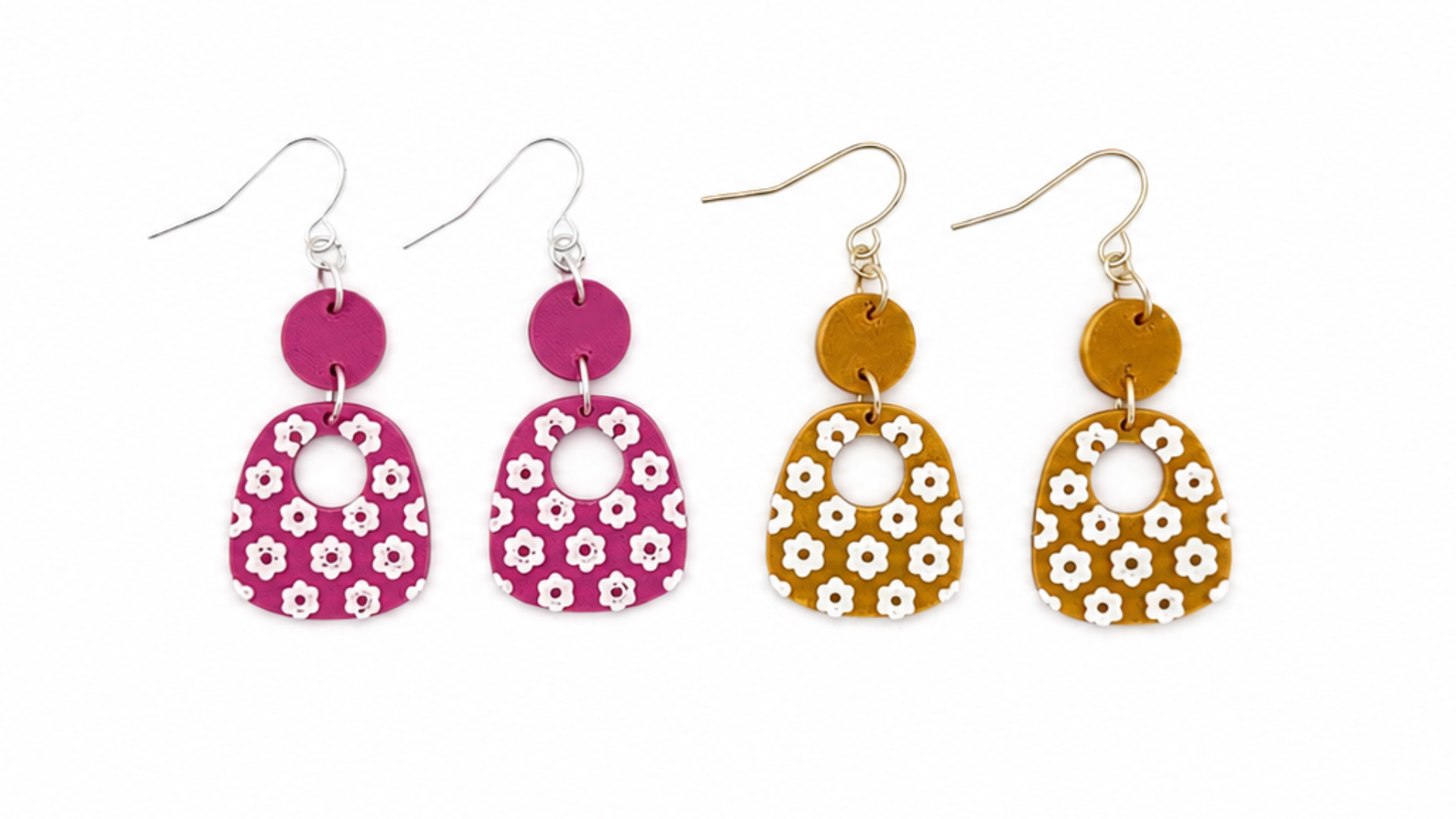 3D Floral Trapezoid Earrings