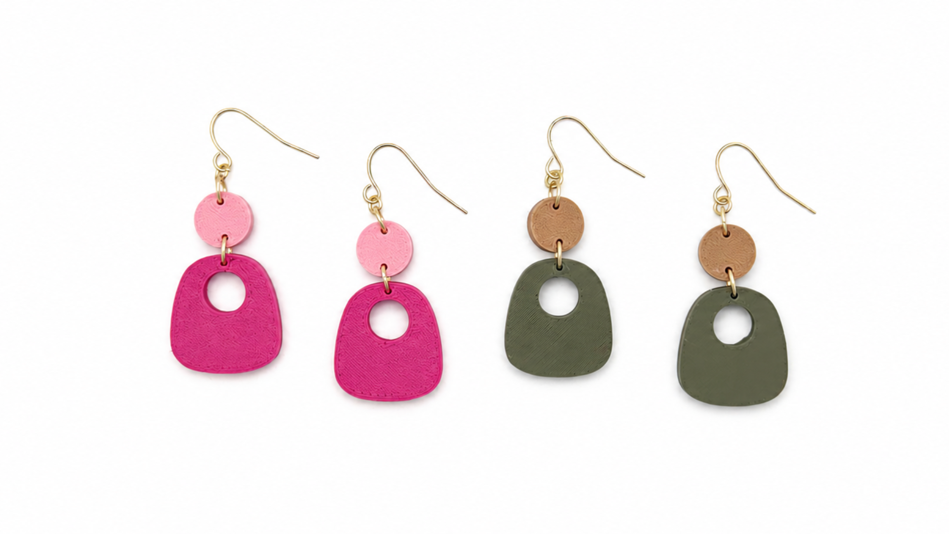 3D Rounded Trapezoid Earrings