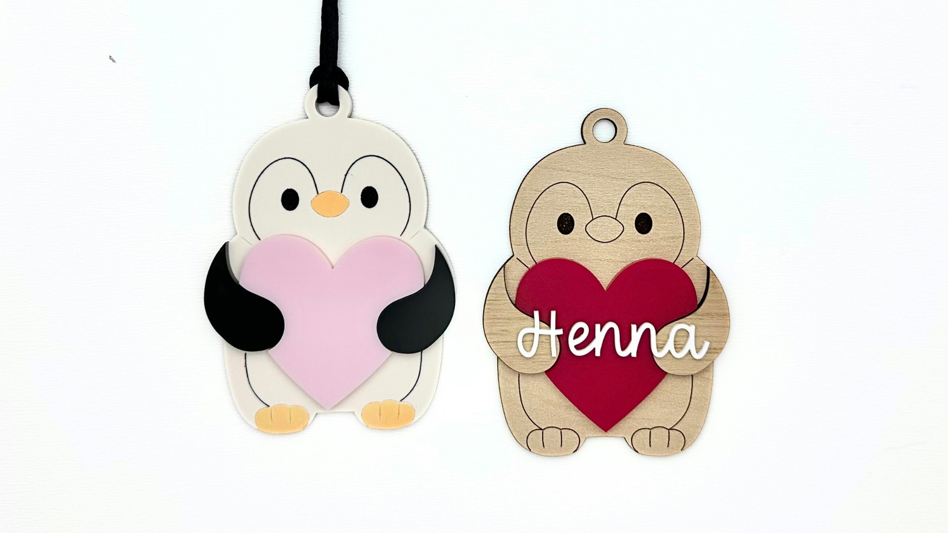 Penguin with Heart Keychain/Tag