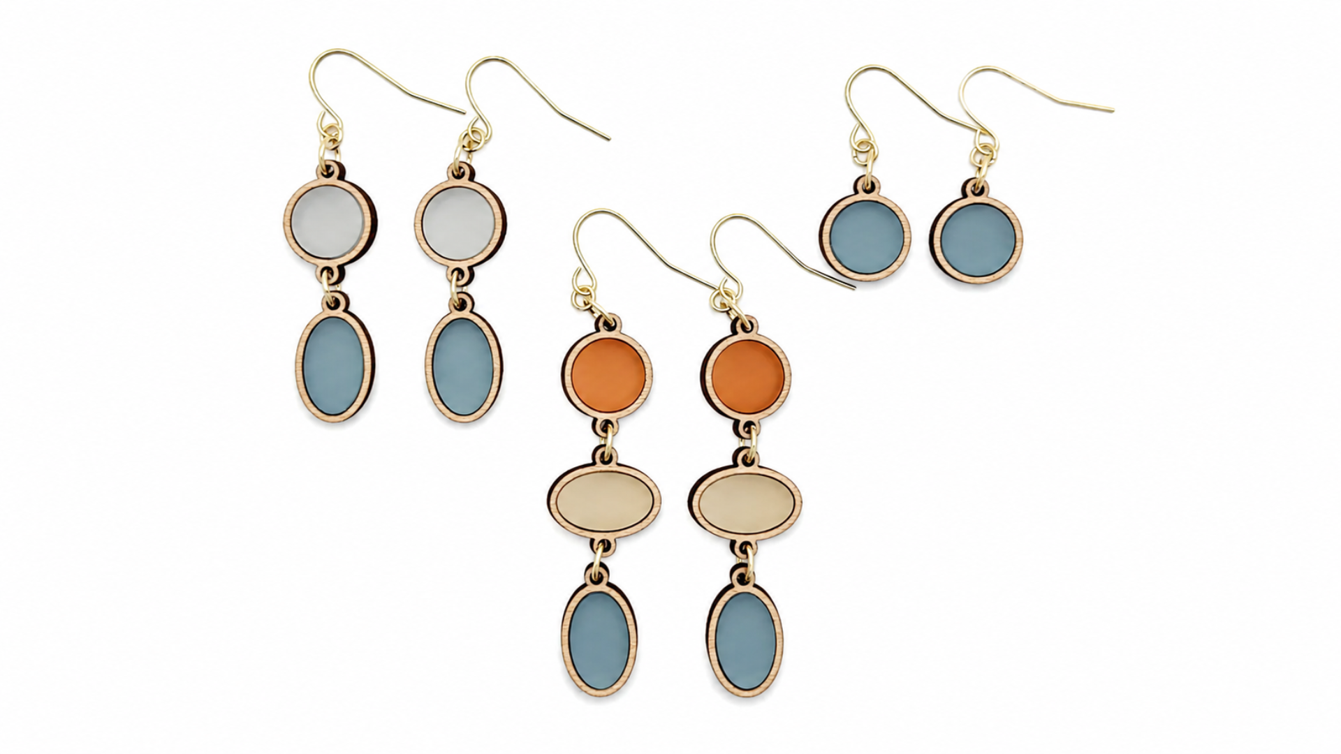 Circle and Oval Inlay Earrings